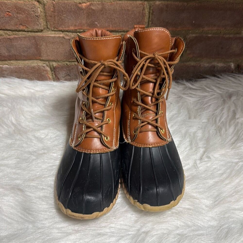 Outwoods Black & Tan Rain/Snow Boots Size 10 - Picture 2 of 9